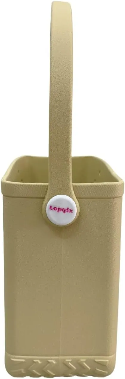 Small Rubber Beach Tote Bag, Open Top Portable Outdoor Travel Bag for Beach Picnic Pool Outings