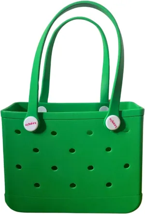 Small Rubber Beach Tote Bag, Open Top Portable Outdoor Travel Bag for Beach Picnic Pool Outings