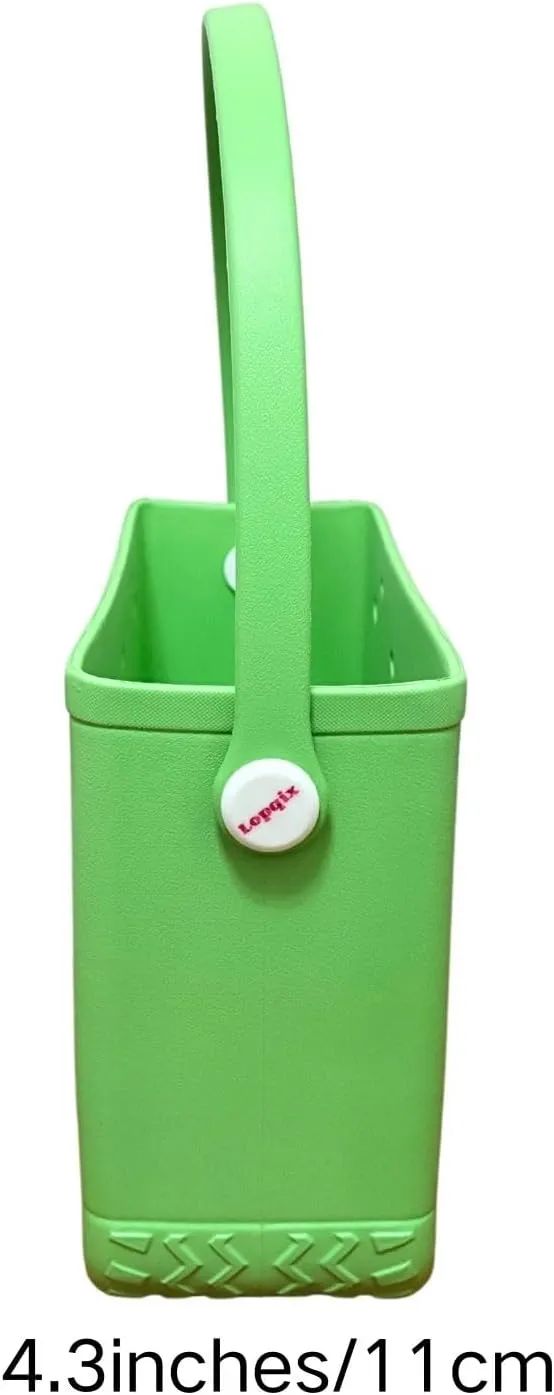 Small Rubber Beach Tote Bag, Open Top Portable Outdoor Travel Bag for Beach Picnic Pool Outings