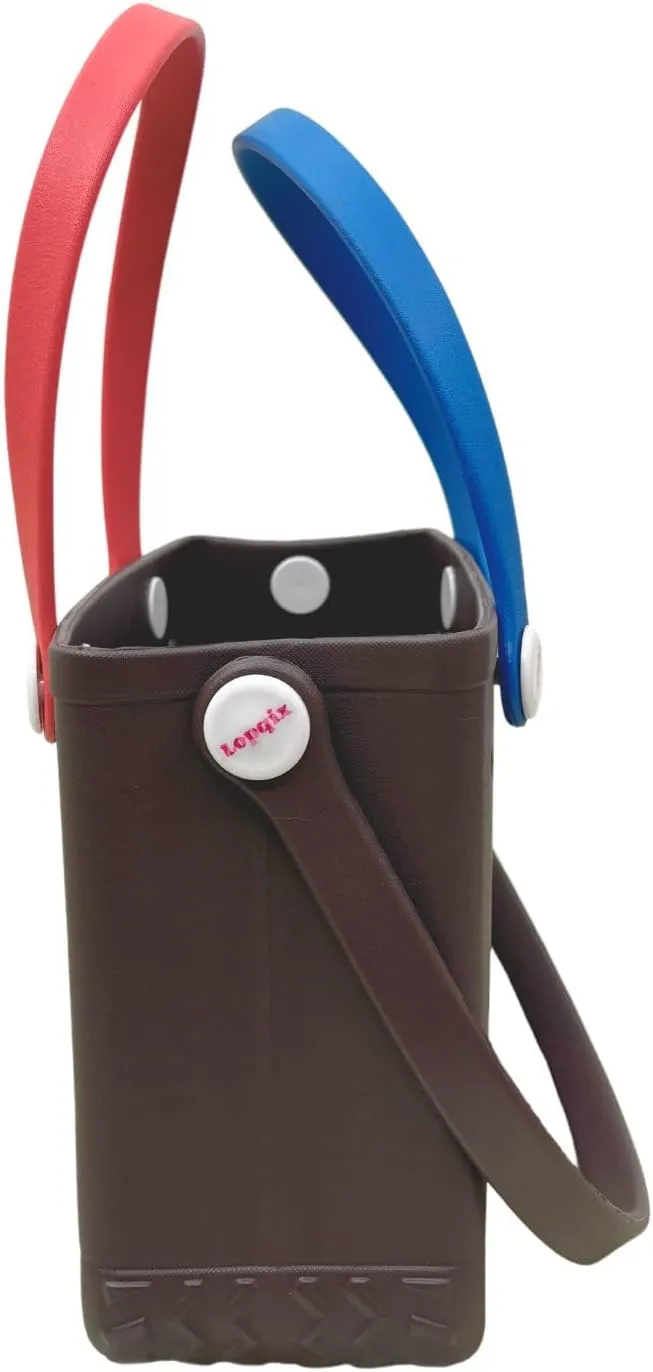 Small Rubber Beach Tote Bag, Open Top Portable Outdoor Travel Bag for Beach Picnic Pool Outings