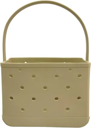 Small Rubber Beach Tote Bag, Open Top Portable Outdoor Travel Bag for Beach Picnic Pool Outings