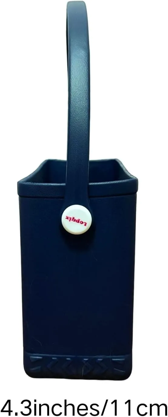 Small Rubber Beach Tote Bag, Open Top Portable Outdoor Travel Bag for Beach Picnic Pool Outings