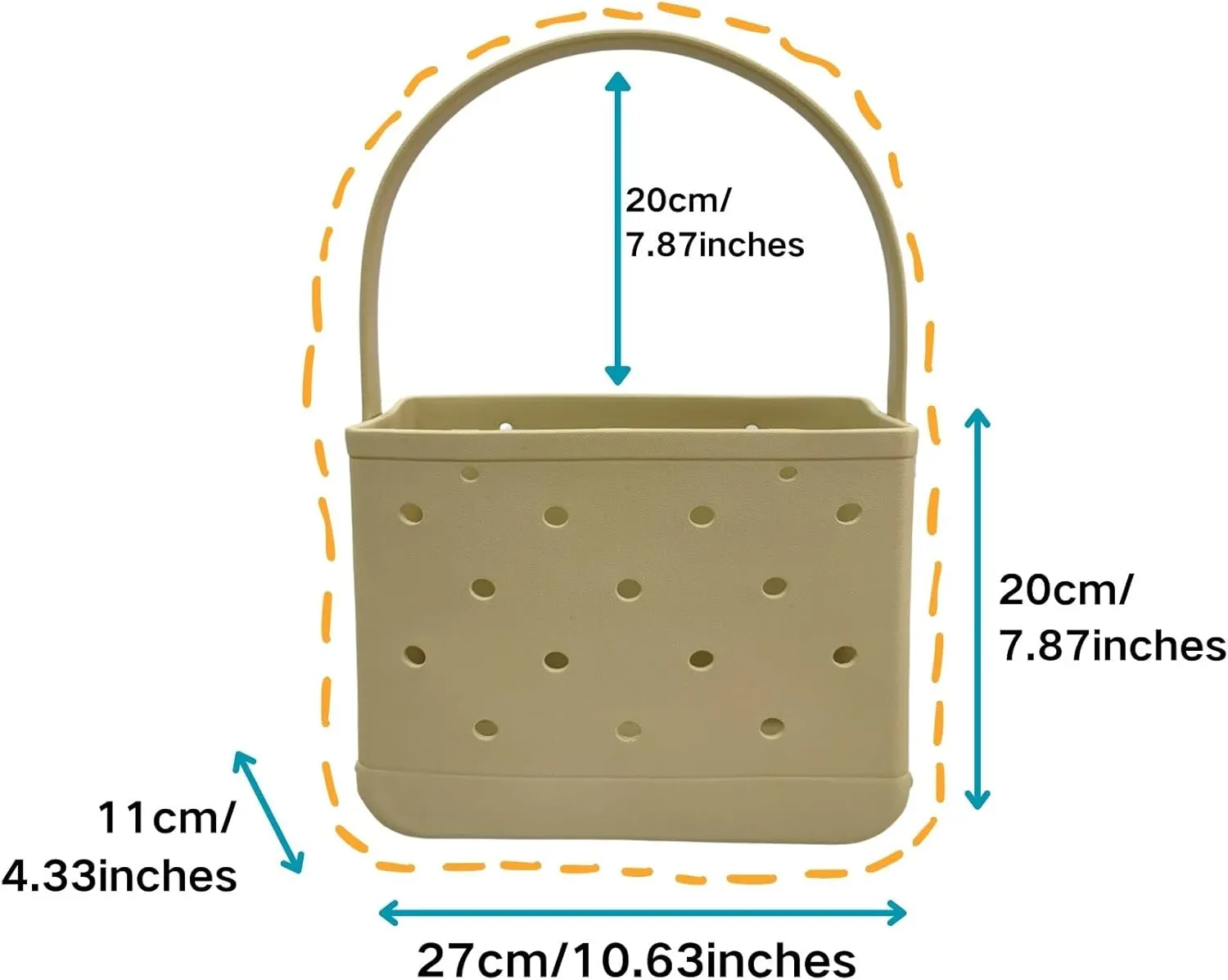 Small Rubber Beach Tote Bag, Open Top Portable Outdoor Travel Bag for Beach Picnic Pool Outings