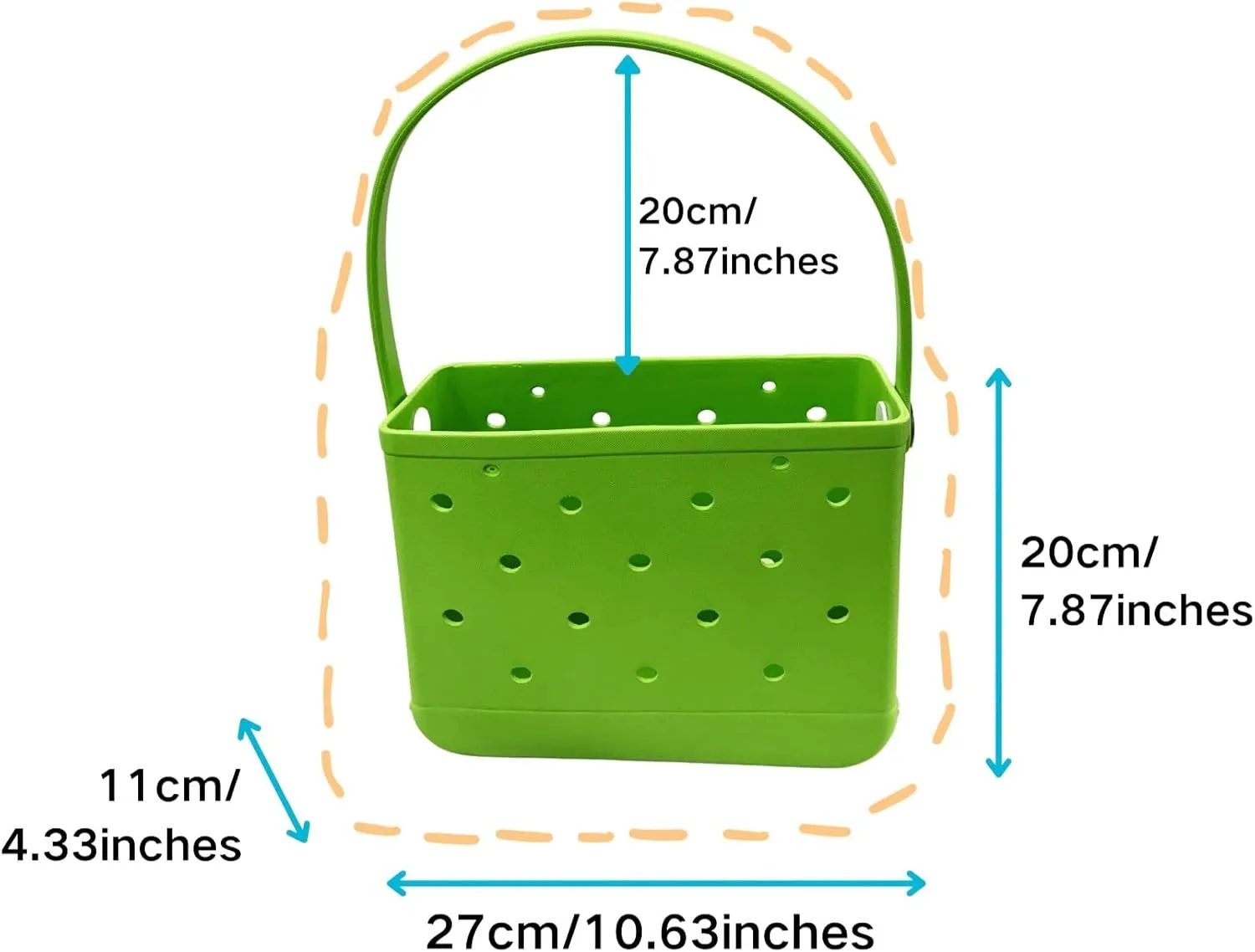 Small Rubber Beach Tote Bag, Open Top Portable Outdoor Travel Bag for Beach Picnic Pool Outings