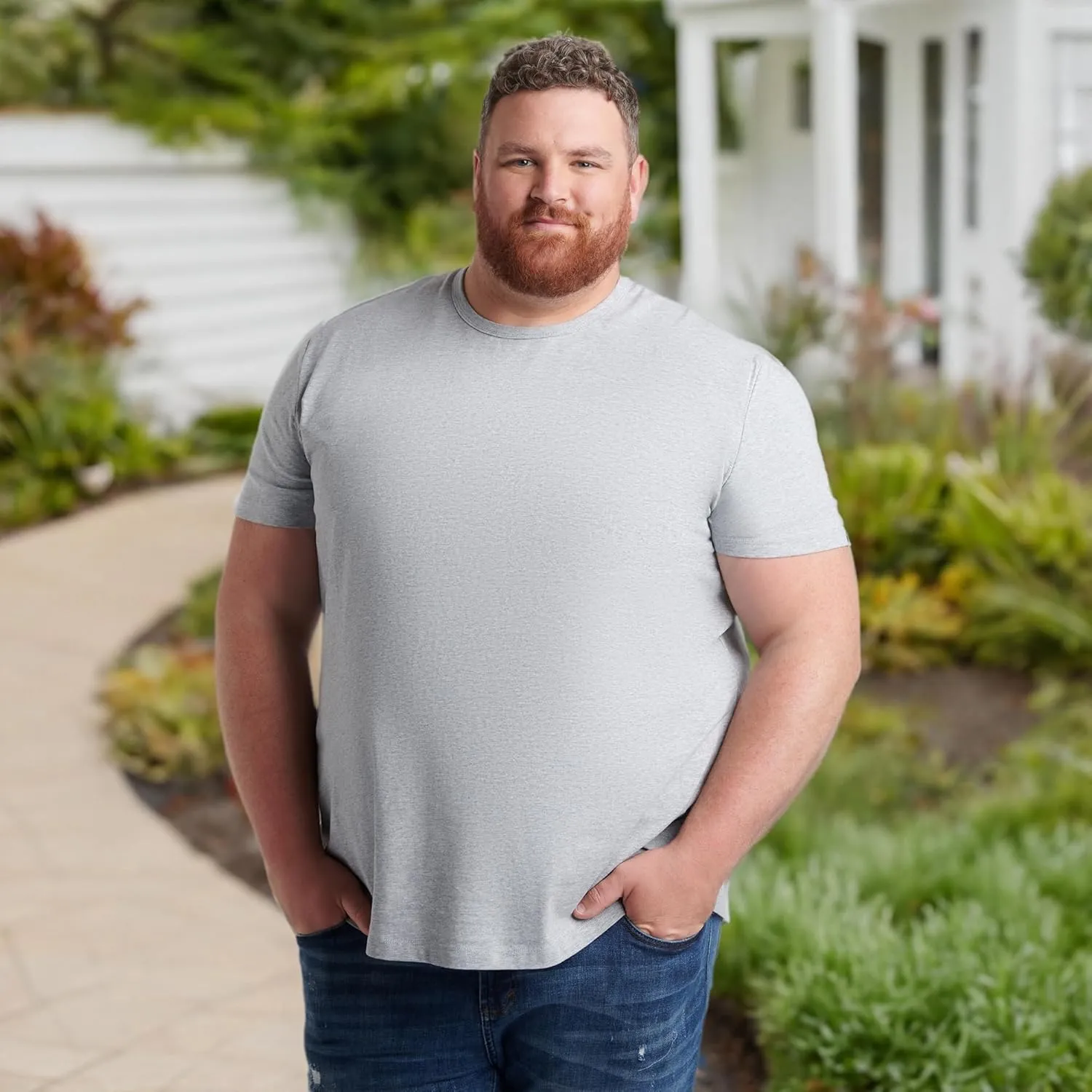 STRONGSIZE Men's Big and Tall Shirts  Stretch T-Shirt for Casual Wear (Available in Longer and Regular Length)