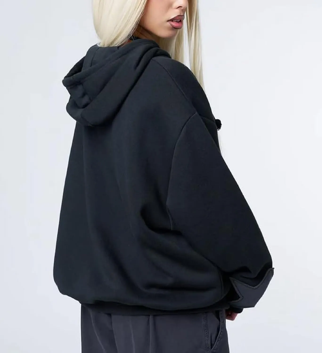 Sunwittafy Women's Aesthetic Zip Up Hoodie Y2k Long Sleeve Oversized Hooded Sweatshirt Fashion Jacket Vintage Streetwear