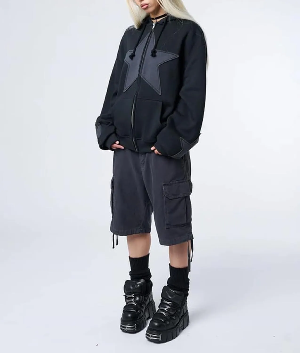 Sunwittafy Women's Aesthetic Zip Up Hoodie Y2k Long Sleeve Oversized Hooded Sweatshirt Fashion Jacket Vintage Streetwear
