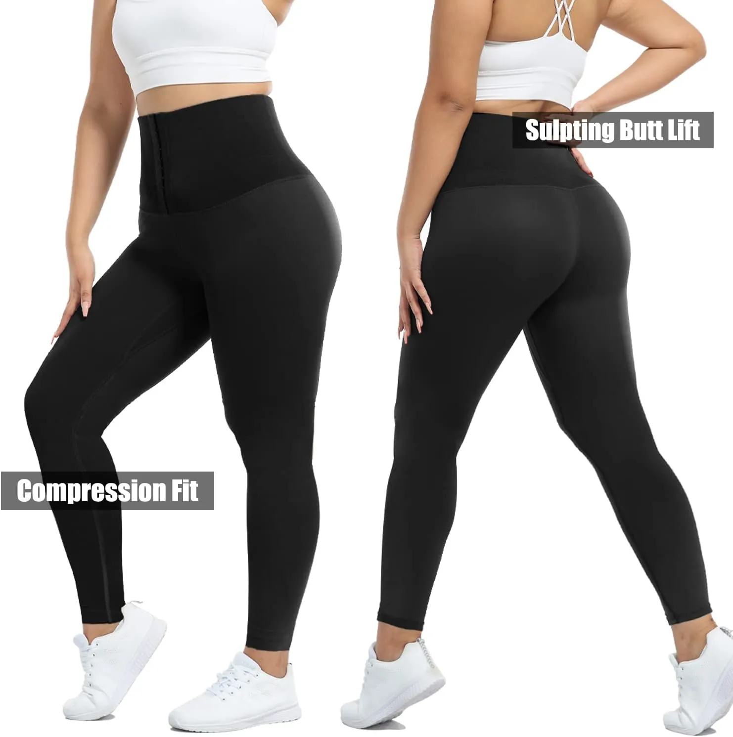 Super High Waist Corset Leggings for Women Shaper Leggings with Waist Trainer Compression Yoga Pants