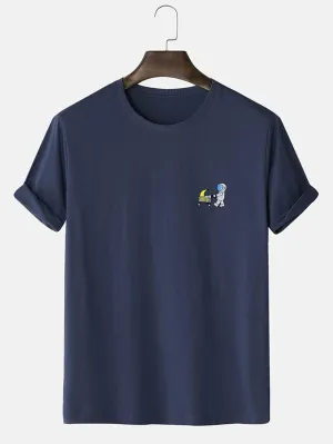 T-Shirts for Men Men Astronaut Print Tee REBABA (Color : Navy Blue, Size : XX-Large)