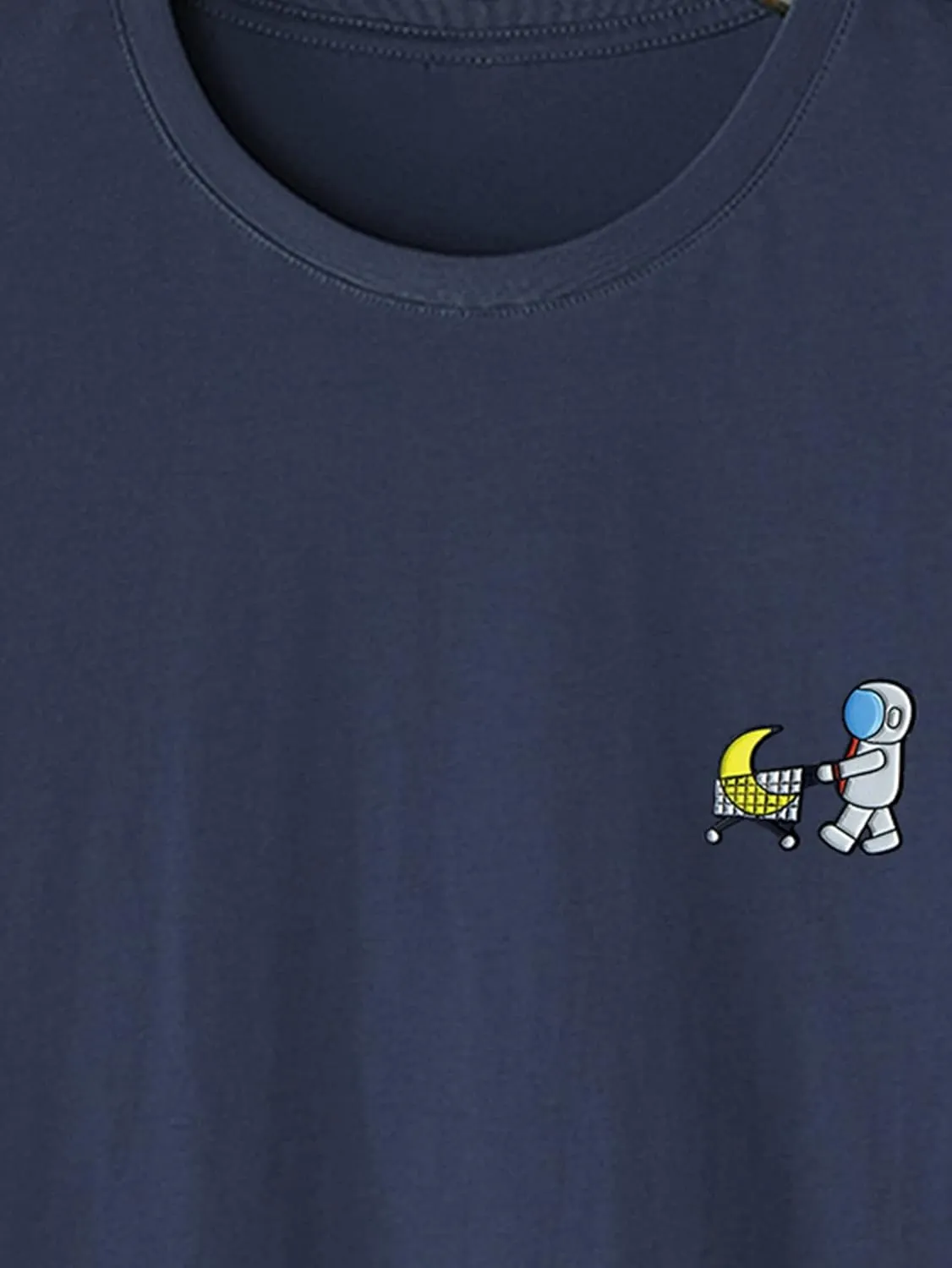 T-Shirts for Men Men Astronaut Print Tee REBABA (Color : Navy Blue, Size : XX-Large)