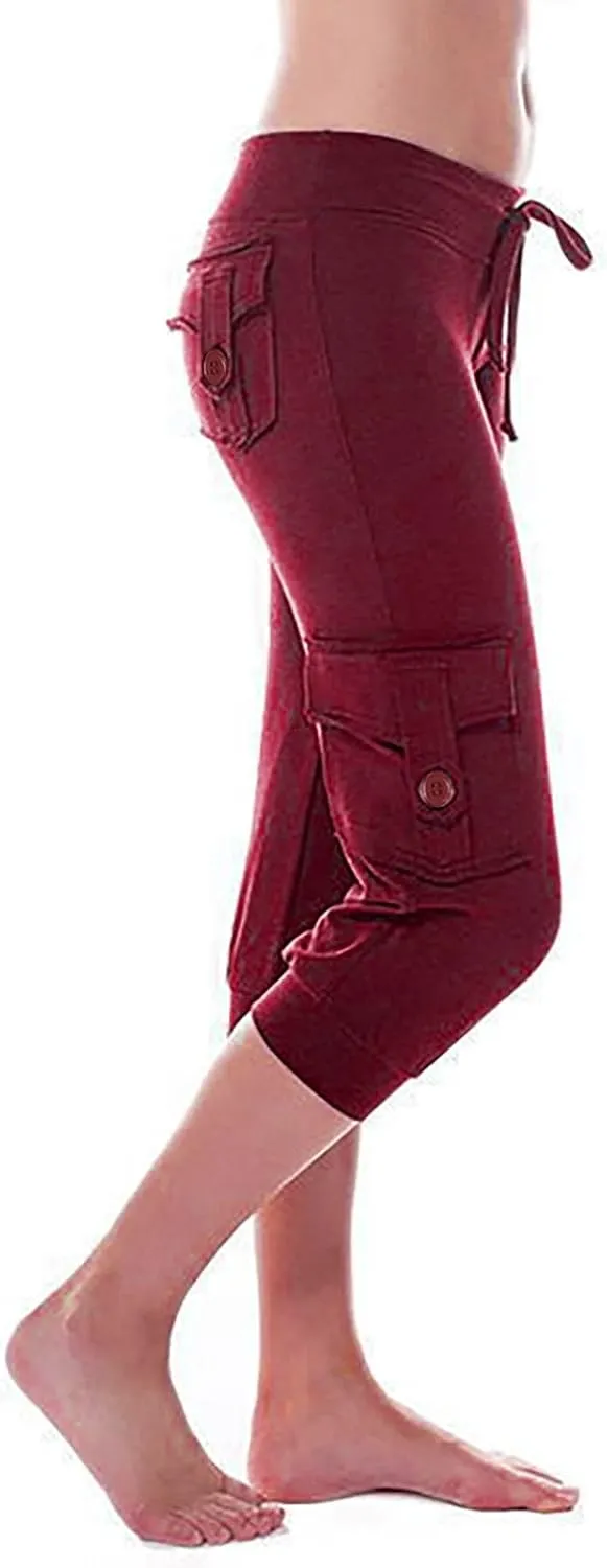 TARIENDY Cargo Capris for Women Plus Size Athletic Workout Cropped Trousers Lightweight Stretchy Jogger Pants with Pockets