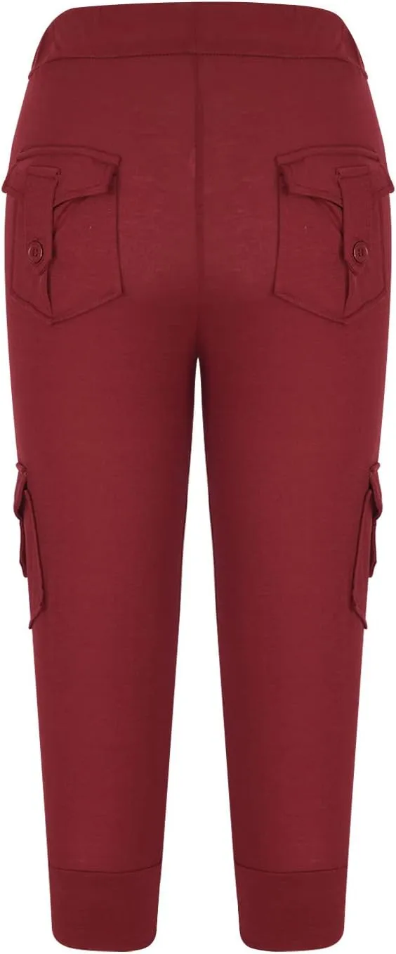 TARIENDY Cargo Capris for Women Plus Size Athletic Workout Cropped Trousers Lightweight Stretchy Jogger Pants with Pockets