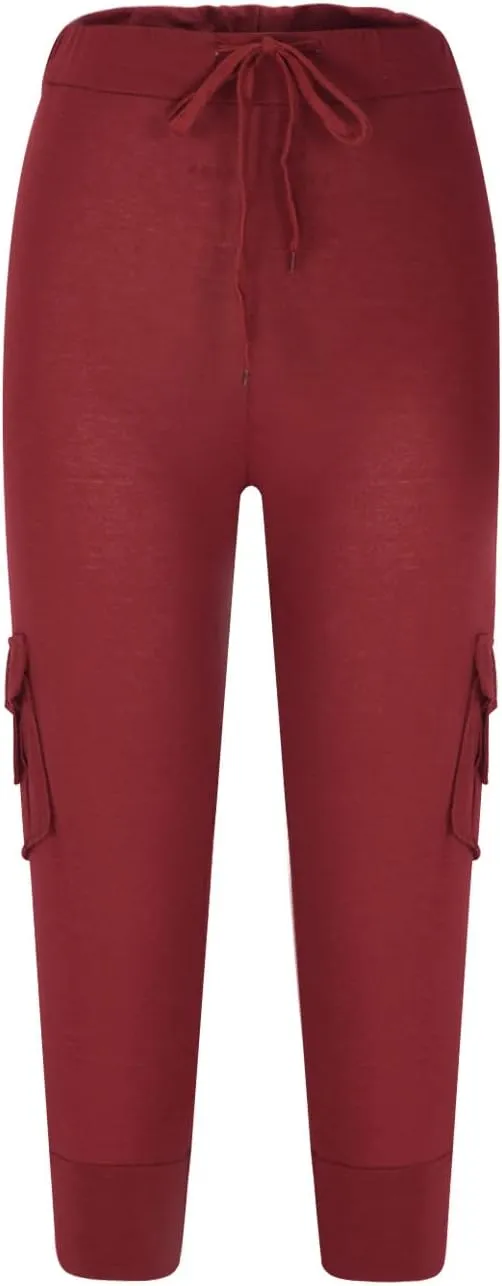 TARIENDY Cargo Capris for Women Plus Size Athletic Workout Cropped Trousers Lightweight Stretchy Jogger Pants with Pockets
