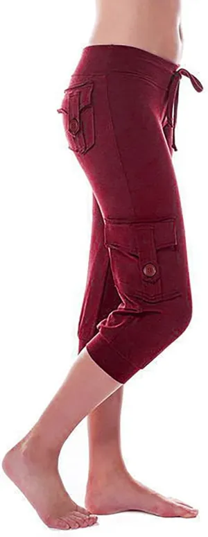 TARIENDY Cargo Capris for Women Plus Size Athletic Workout Cropped Trousers Lightweight Stretchy Jogger Pants with Pockets