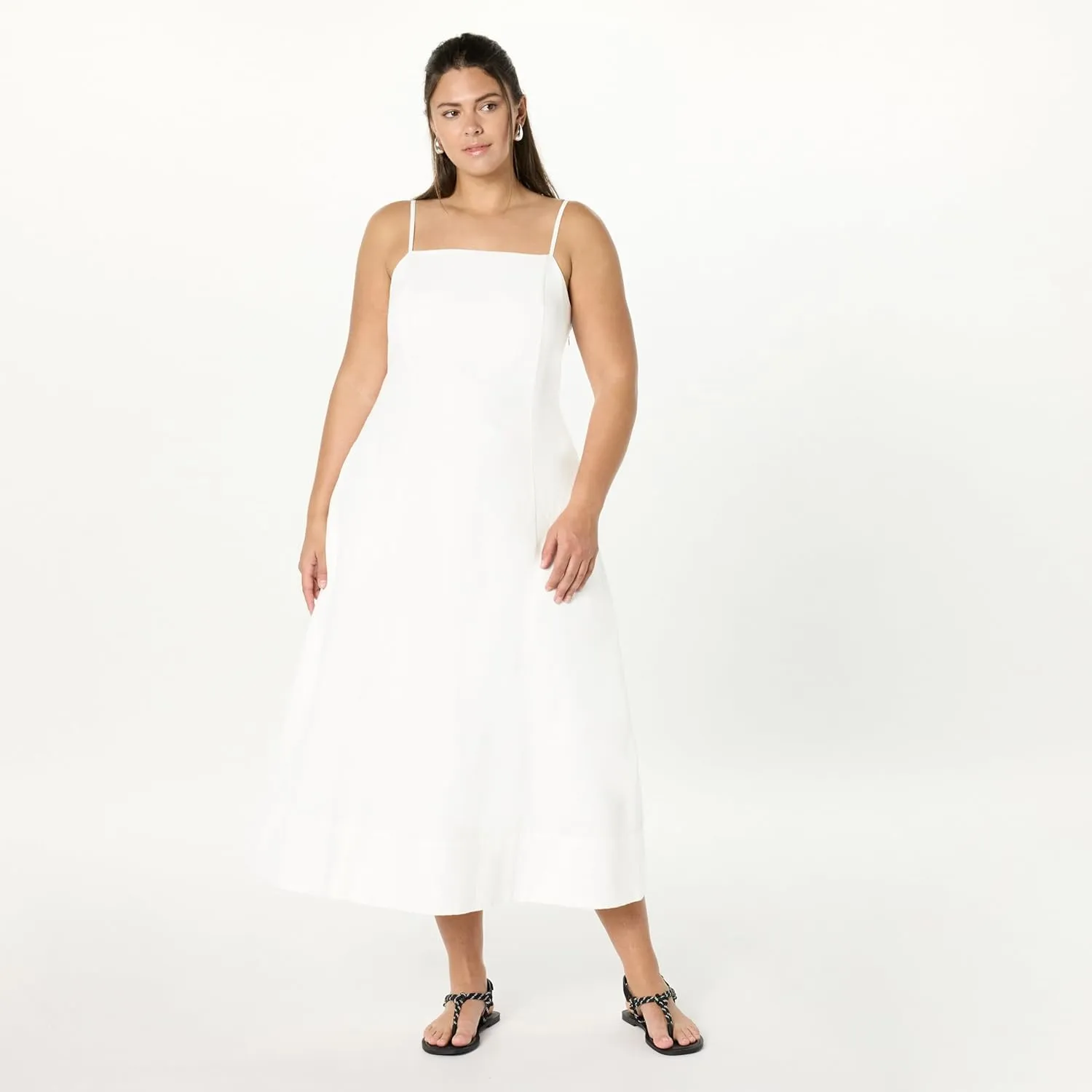 The Drop Women's Daphne Square Neck Linen Maxi Dress