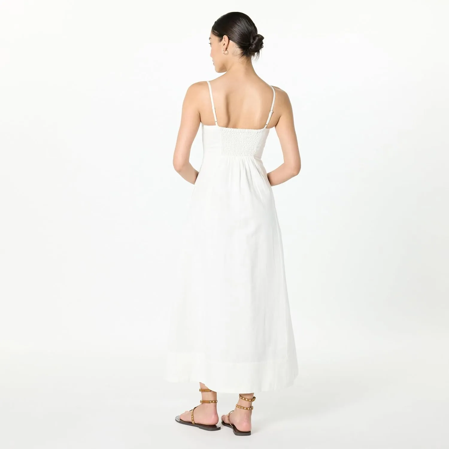 The Drop Women's Daphne Square Neck Linen Maxi Dress