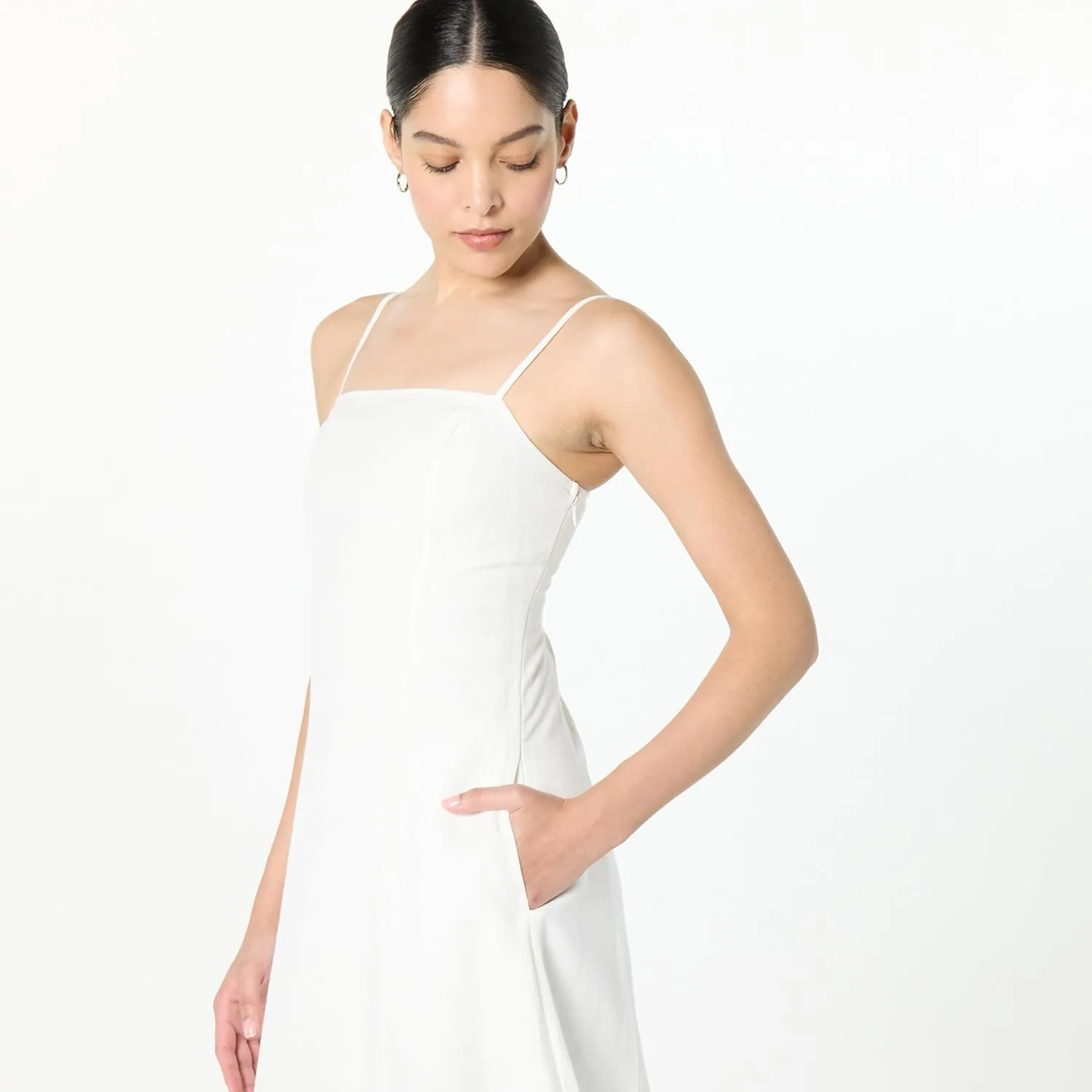 The Drop Women's Daphne Square Neck Linen Maxi Dress