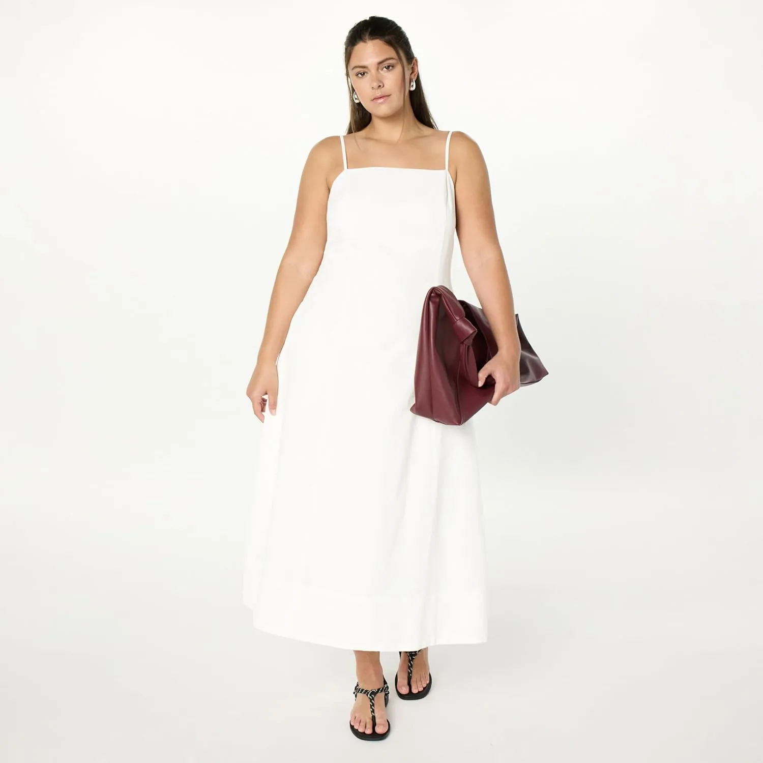 The Drop Women's Daphne Square Neck Linen Maxi Dress