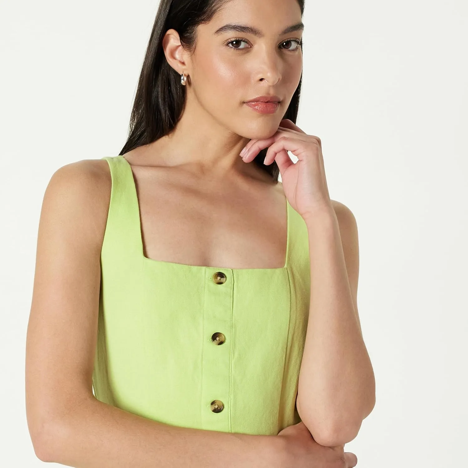 The Drop Women's Plus Size Amira Button Down Linen Mini Dress