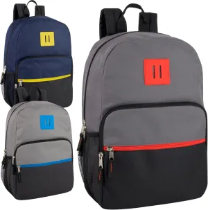 Trail maker Wholesale Two Tone Backpacks in Bulk 24 Pack for College, Homeless Adults Nonprofit with Adjustable Padded Straps