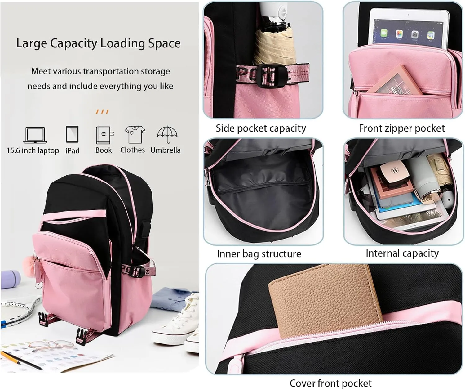 Travel Laptop Backpack, 15.6inch Carry On Laptop Bag With USB Port, Large Casual Weekender Daypacks for Traveling Business (Blue)
