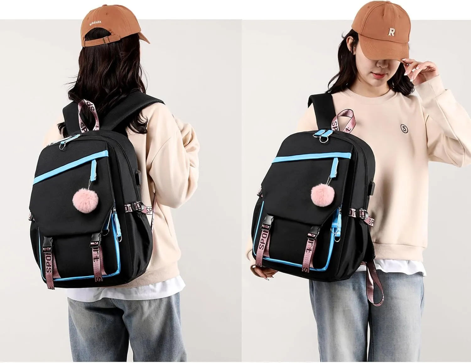 Travel Laptop Backpack, 15.6inch Carry On Laptop Bag With USB Port, Large Casual Weekender Daypacks for Traveling Business (Blue)