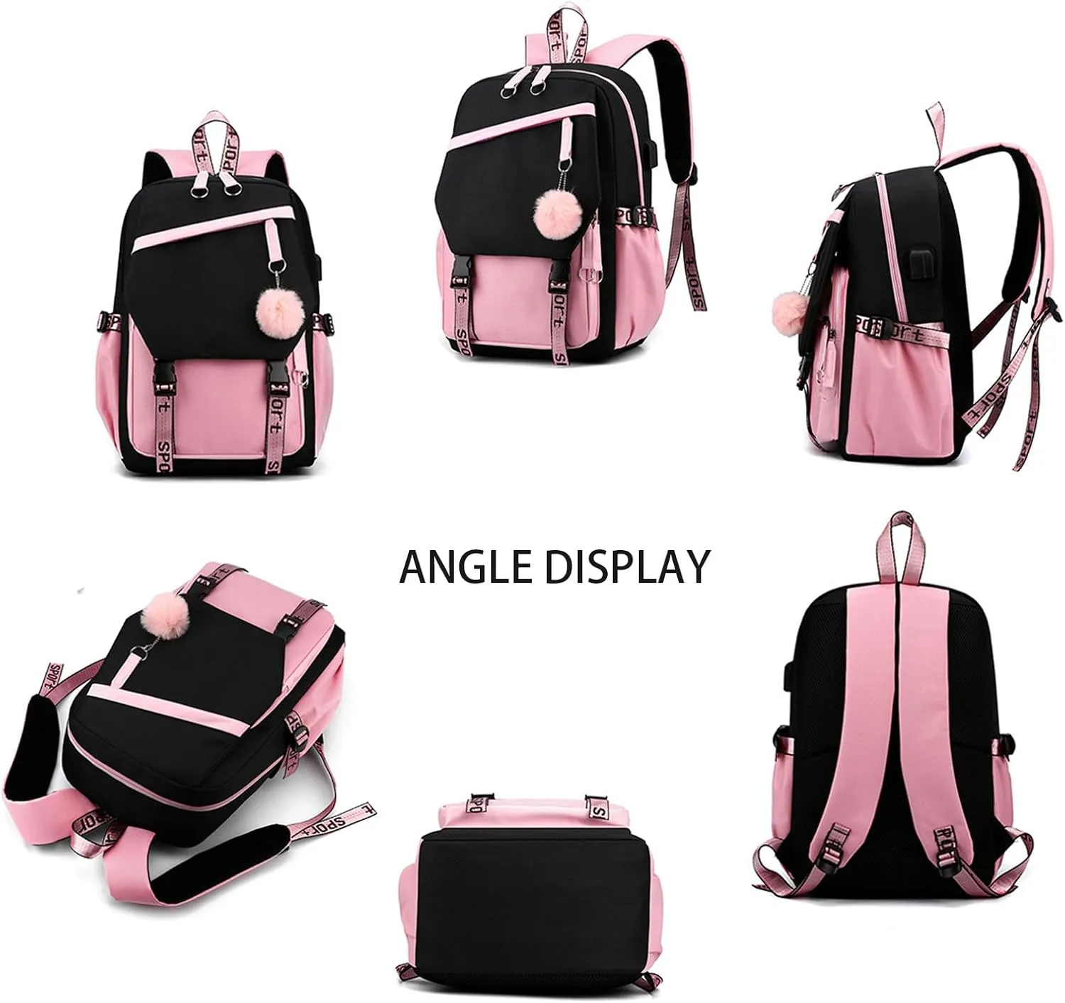 Travel Laptop Backpack, 15.6inch Carry On Laptop Bag With USB Port, Large Casual Weekender Daypacks for Traveling Business (Pink)