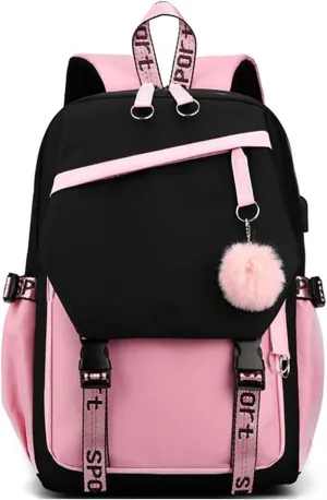 Travel Laptop Backpack, 15.6inch Carry On Laptop Bag With USB Port, Large Casual Weekender Daypacks for Traveling Business (Pink)