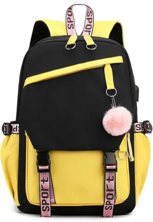 Travel Laptop Backpack, 15.6inch Carry On Laptop Bag With USB Port, Large Casual Weekender Daypacks for Traveling Business (Yellow)
