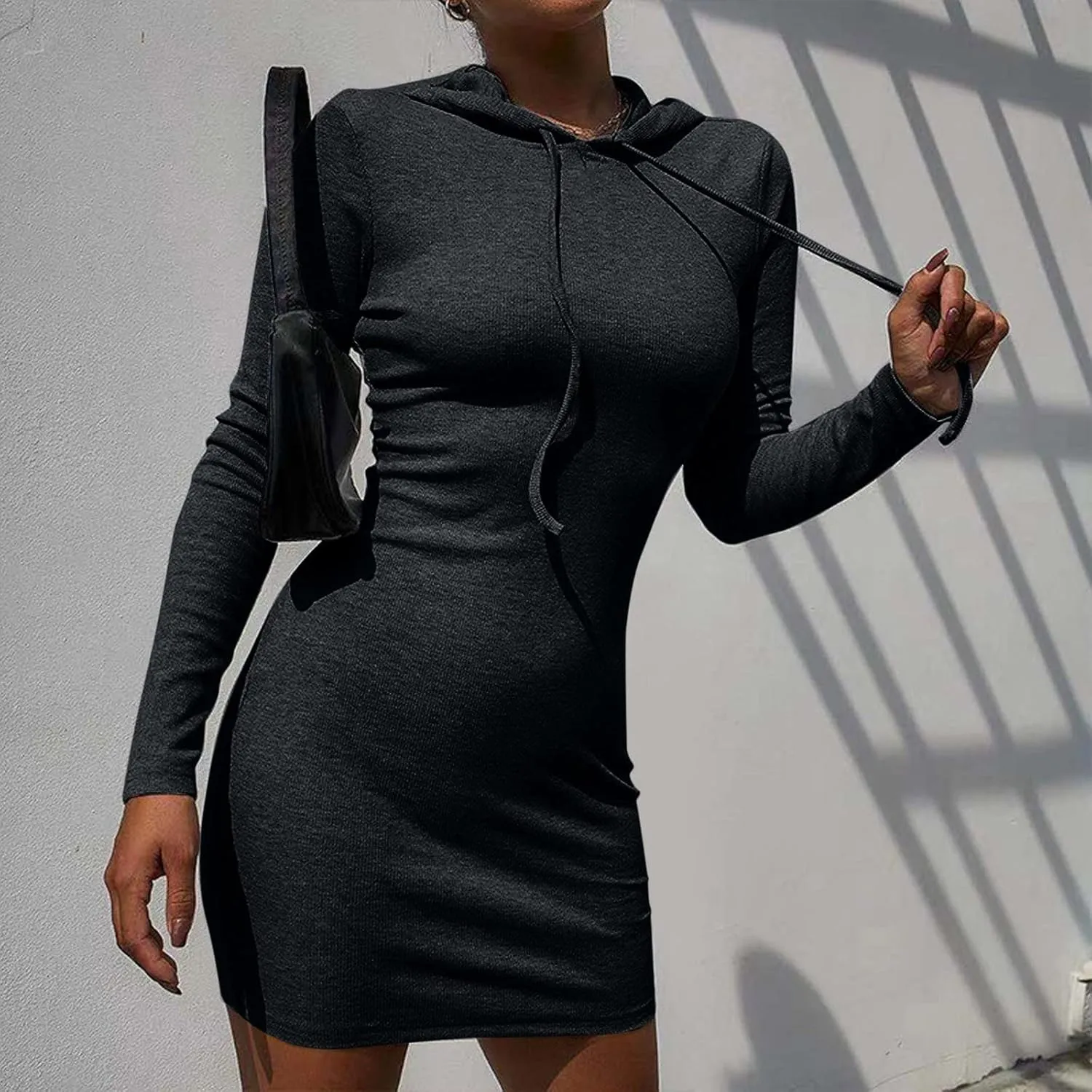 tuduoms Women's Sexy Bodycon Hoodie Dress Fashion Cute Pullover Hoody Dress Party Casual Stretch Fitted Above Knee Dress