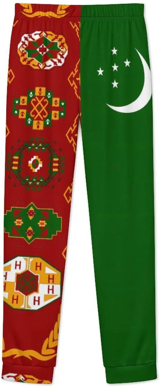 Turkmen Turkmenistan Flag Women's Pajama Set Long Sleeve T-shirts Top & Pant Comfort Sleepwear Loungewear