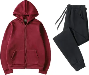 Two Piece Sets for Women Long Sleeve Crewneck Color Block Pants Sweatshirt and Wide Leg Sweatpant Outfits