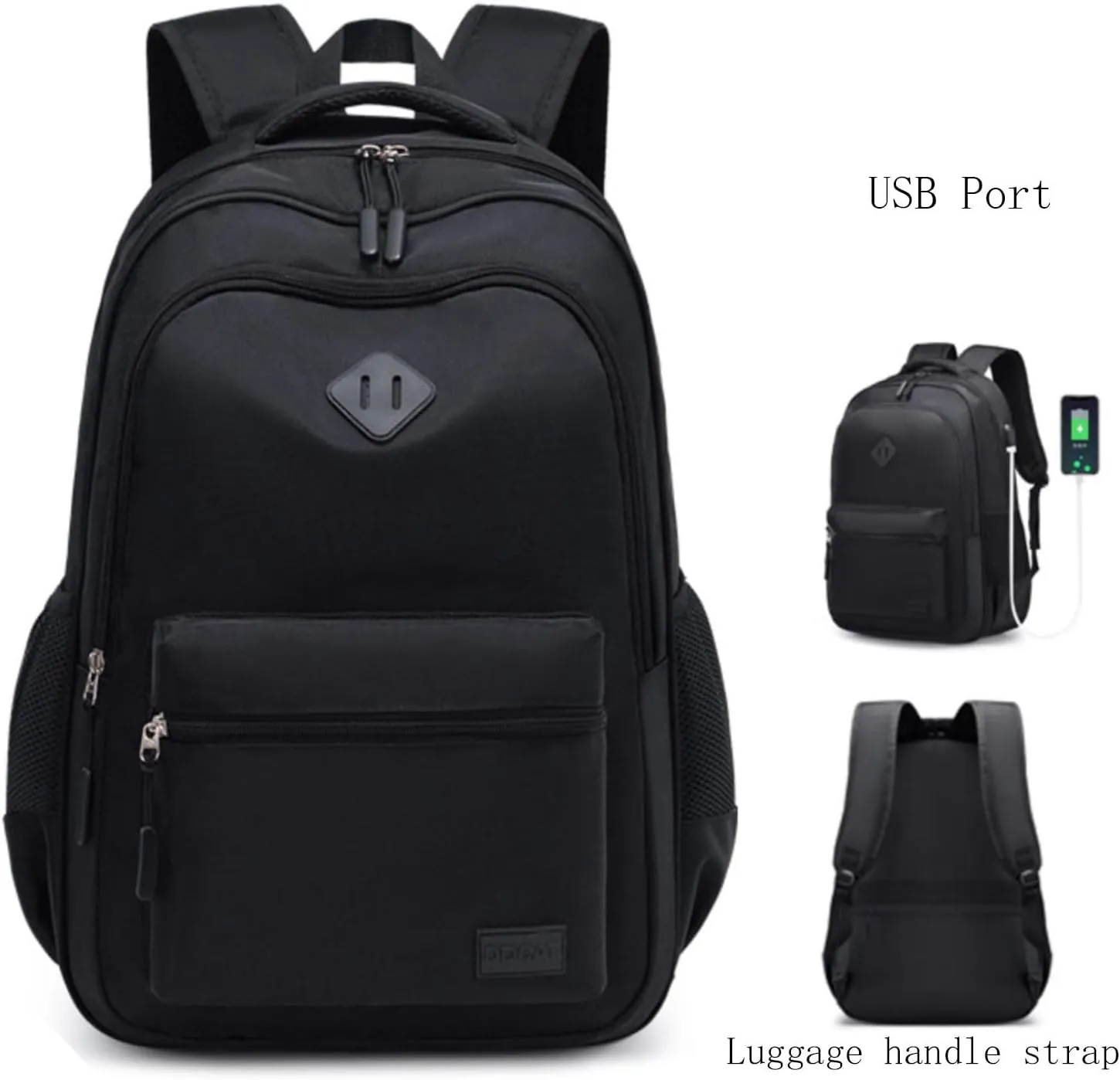USB Port Black Backpack WaterResistant Bookbag With 8 Compartments Large Capacity Travel Laptop Backpack Travel (A1)