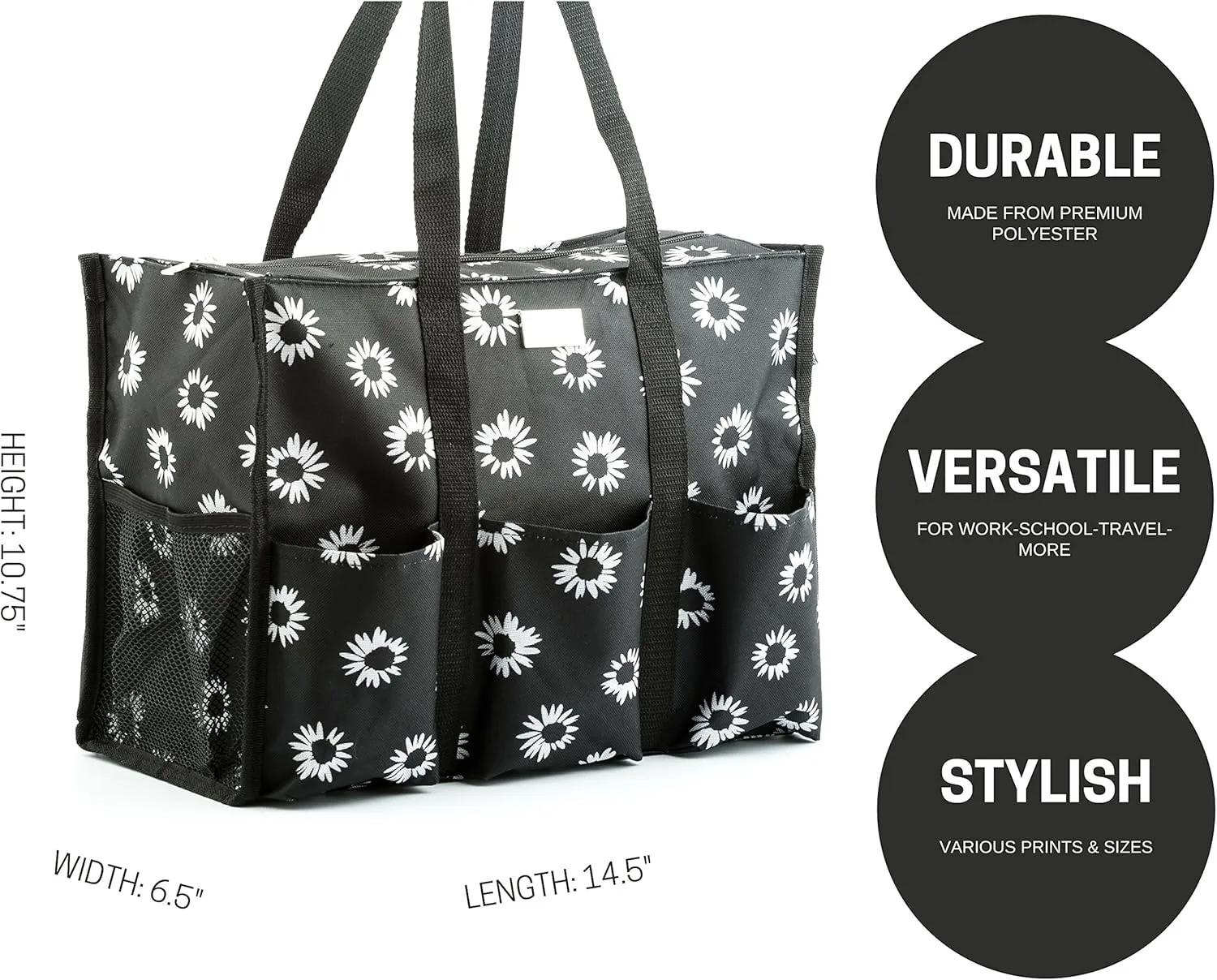 Utility Tote with Pockets & Compartments - Perfect Nurse, Teacher & Work Bag