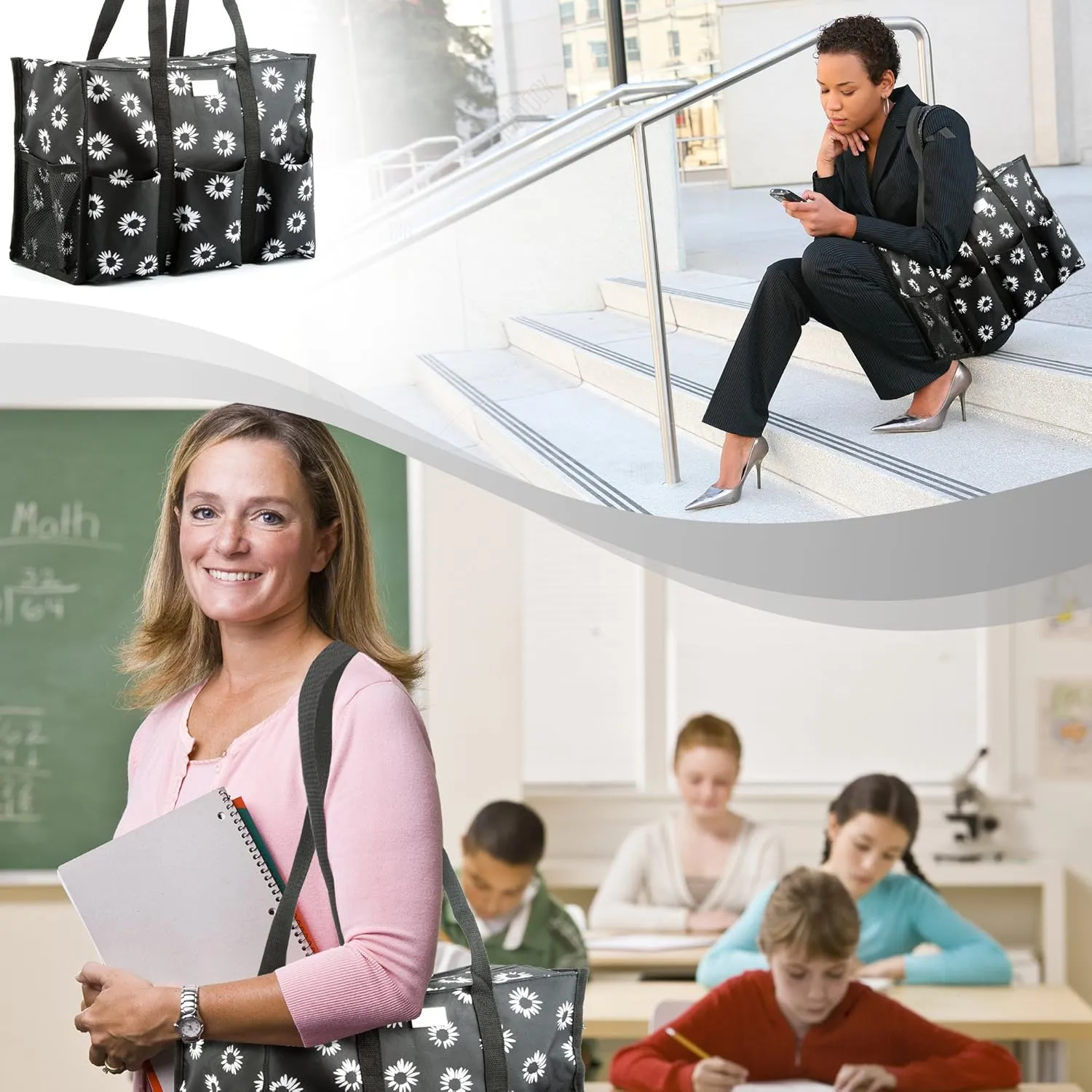 Utility Tote with Pockets & Compartments - Perfect Nurse, Teacher & Work Bag