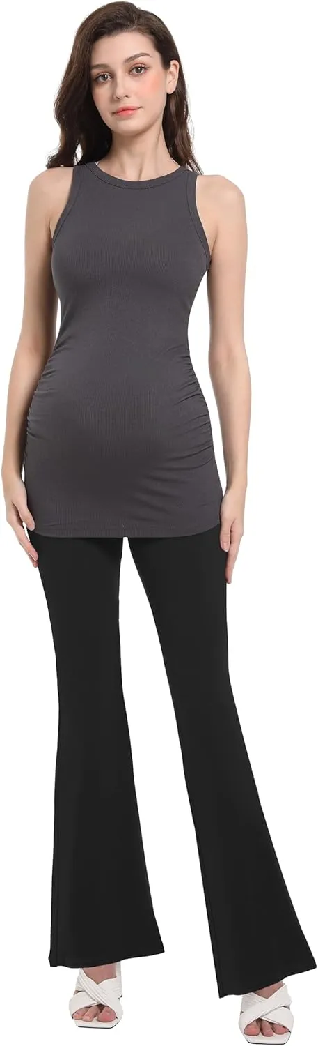 V VOCNI Women's Maternity Flare Leggings Over The Belly Bootcut Bell Bottom Pregnancy Leggings Lounge Yoga Pants