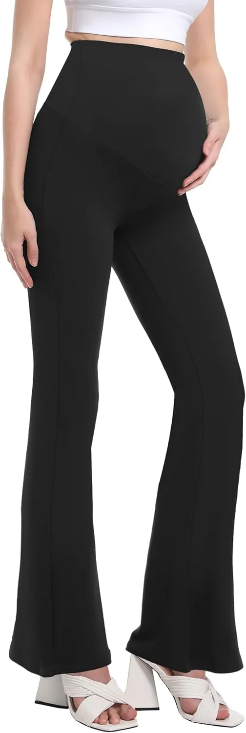 V VOCNI Women's Maternity Flare Leggings Over The Belly Bootcut Bell Bottom Pregnancy Leggings Lounge Yoga Pants