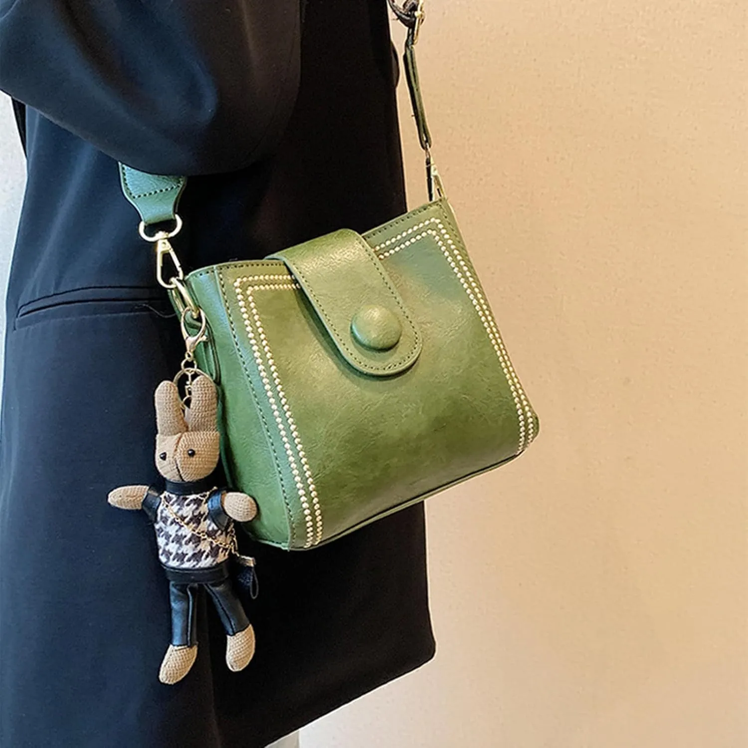 Vintage Fashion Bag With Adjustable Wider Shoulder Strap, Vintage Water Bucket Bag, Square Crossbody Small Bags for Women