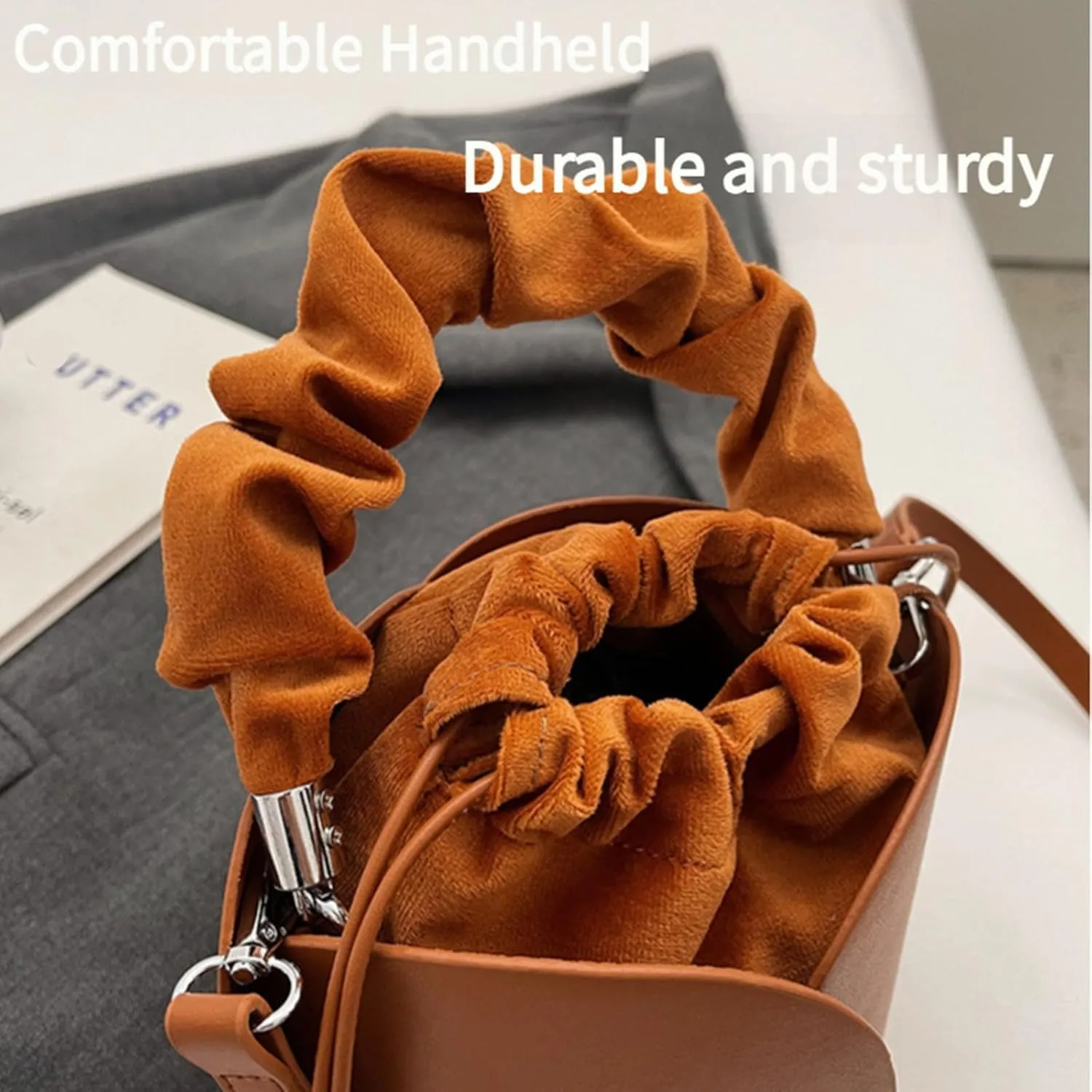 Vintage Petal Bucket Bag - Women's PU Leather Crossbody Handbag with Retro Tote Shoulder Purse Design