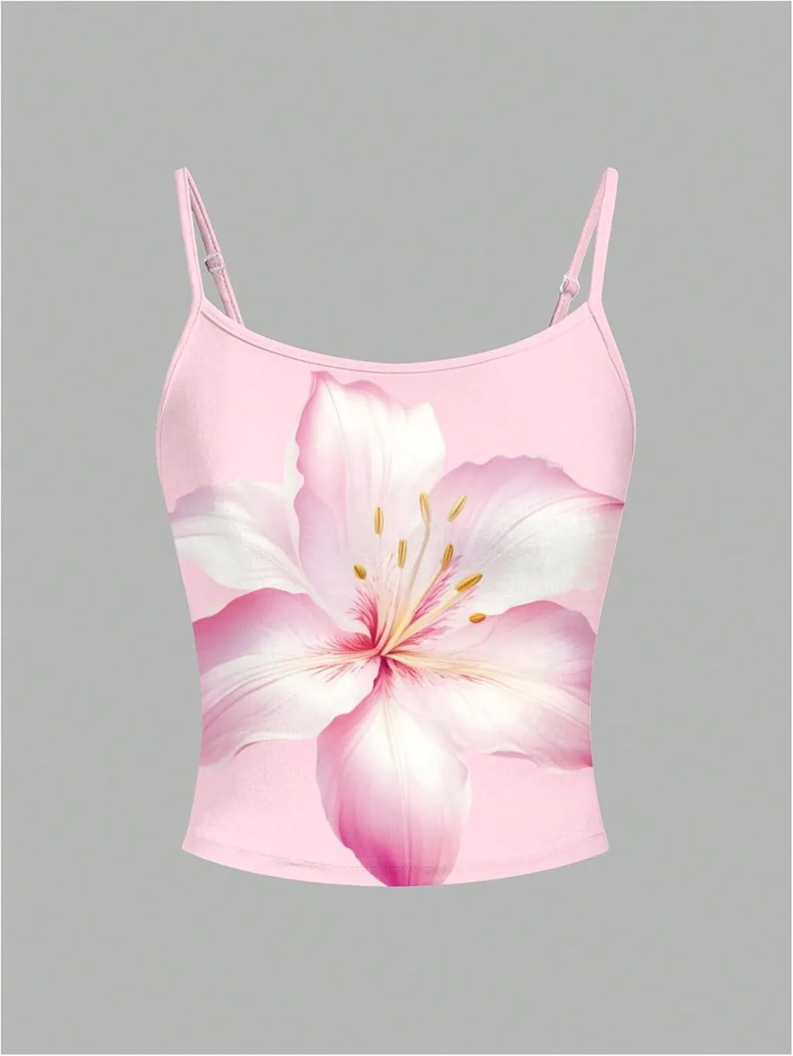 WDIRARA Women's Floral Print Cami Tops Sleeveless Spaghetti Strap Summer Going Out Camisole