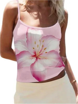 WDIRARA Women's Floral Print Cami Tops Sleeveless Spaghetti Strap Summer Going Out Camisole