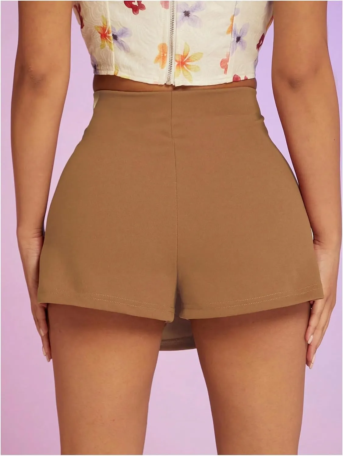 WDIRARA Women's High Waist O-Ring Mini Wrap Skorts Asymmetrical Hem Shorts Casual Skirts
