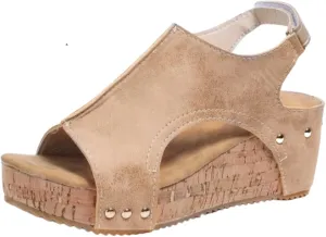 Wedge Sandals For Women Comfortable Dressy Open Toe Ankle Strap Flatform Sandals Casual Slip on Platform Summer Dress Shoes