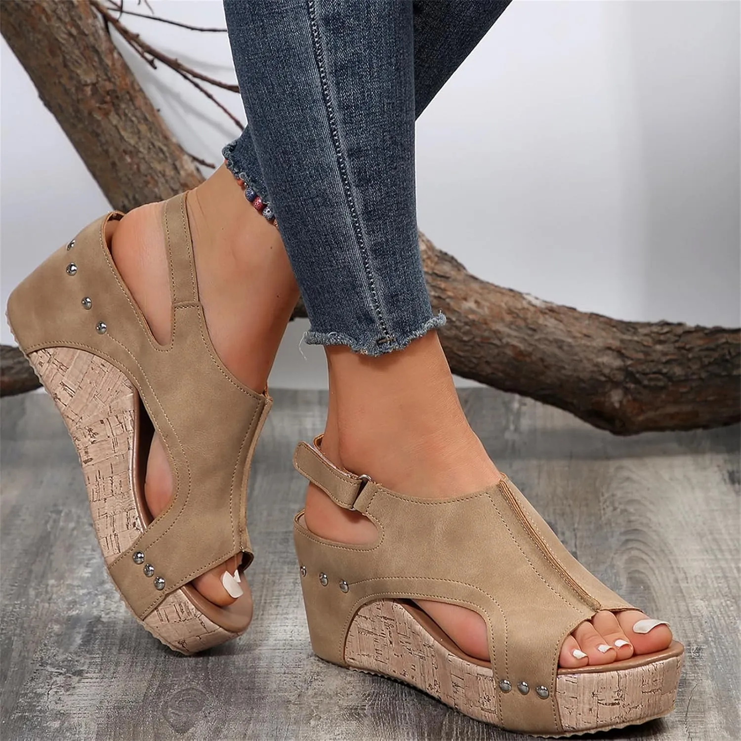 Wedge Sandals For Women Comfortable Dressy Open Toe Ankle Strap Flatform Sandals Casual Slip on Platform Summer Dress Shoes