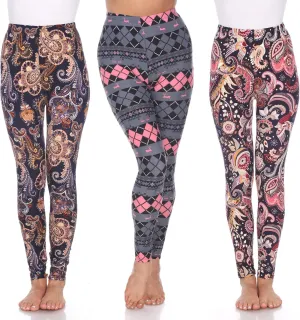white mark Women's Pack of 3 Printed Leggings
