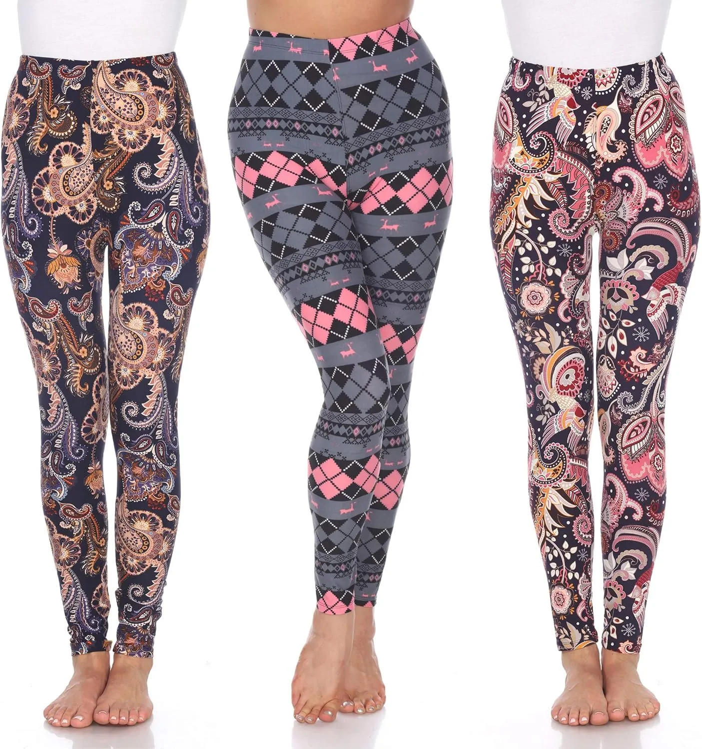 white mark Women's Pack of 3 Printed Leggings