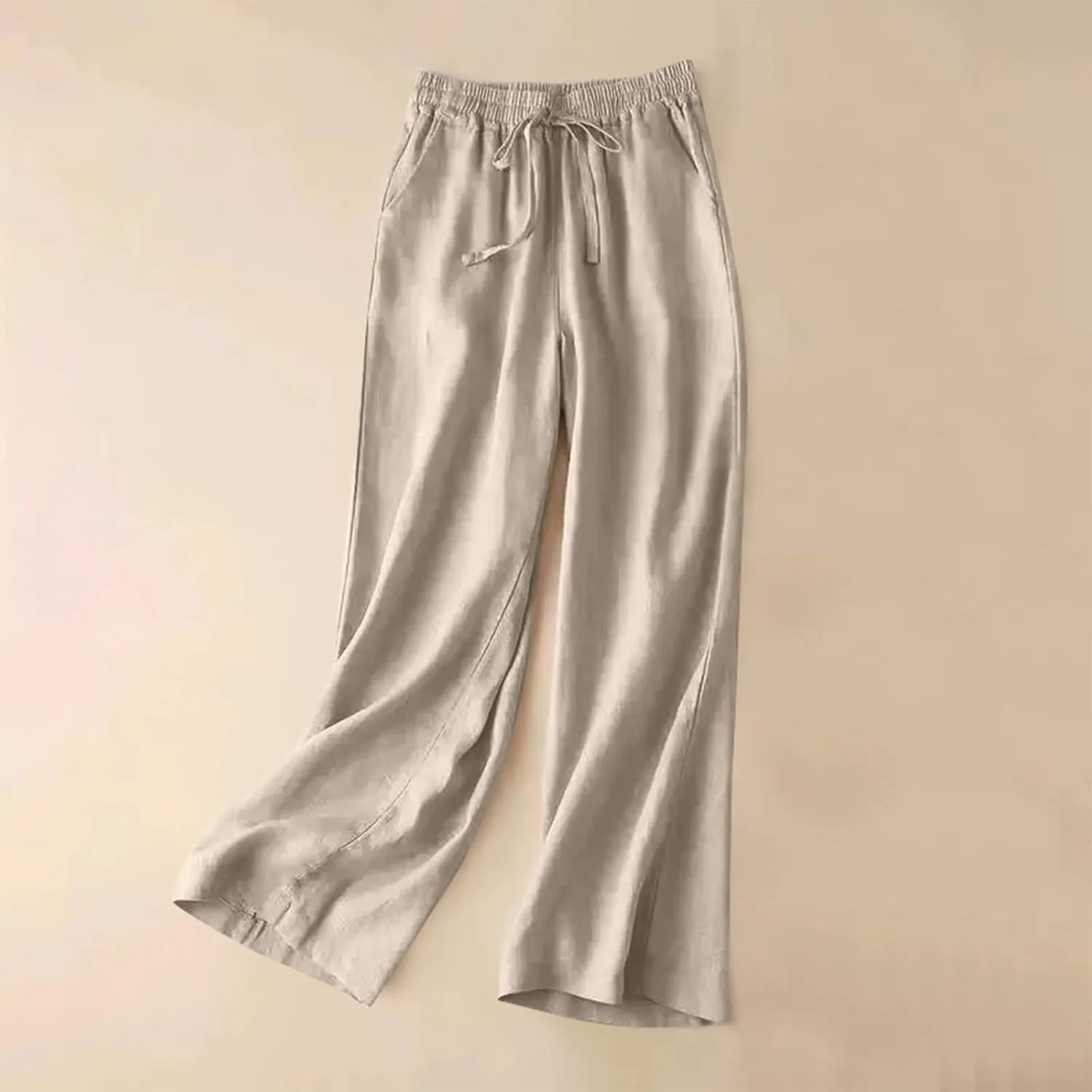 Wide Leg Pants for Women, Cotton Linen Pants Wide Leg Straight High
