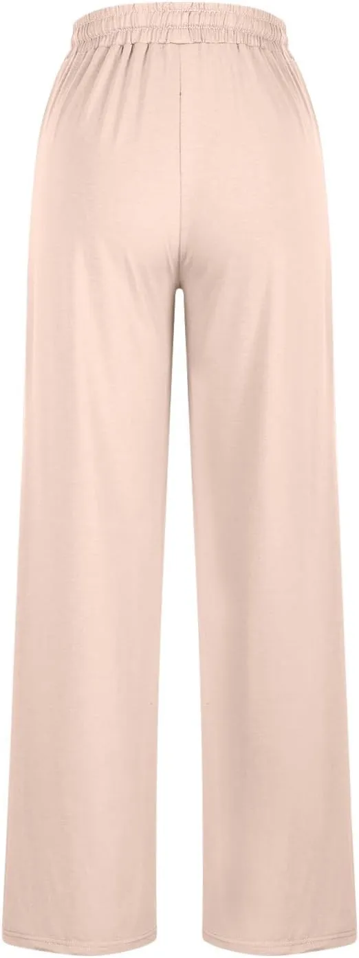 Wide Leg Sweatpants Women 2025 Baggy Drawstring Elastic Waist Straight Trousers Oversized Lounge Joggers Pants Pocket