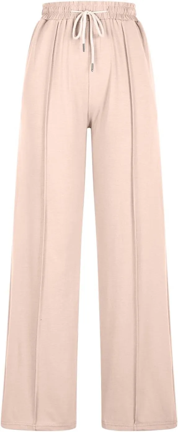 Wide Leg Sweatpants Women 2025 Baggy Drawstring Elastic Waist Straight Trousers Oversized Lounge Joggers Pants Pocket
