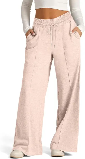 Wide Leg Sweatpants Women 2025 Baggy Drawstring Elastic Waist Straight Trousers Oversized Lounge Joggers Pants Pocket